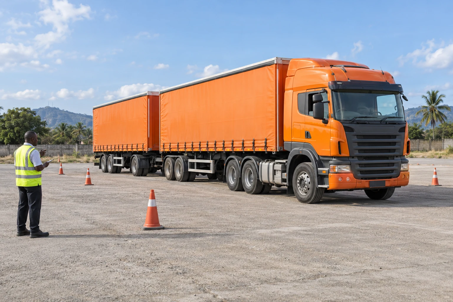 Illustrative cargo truck training scene